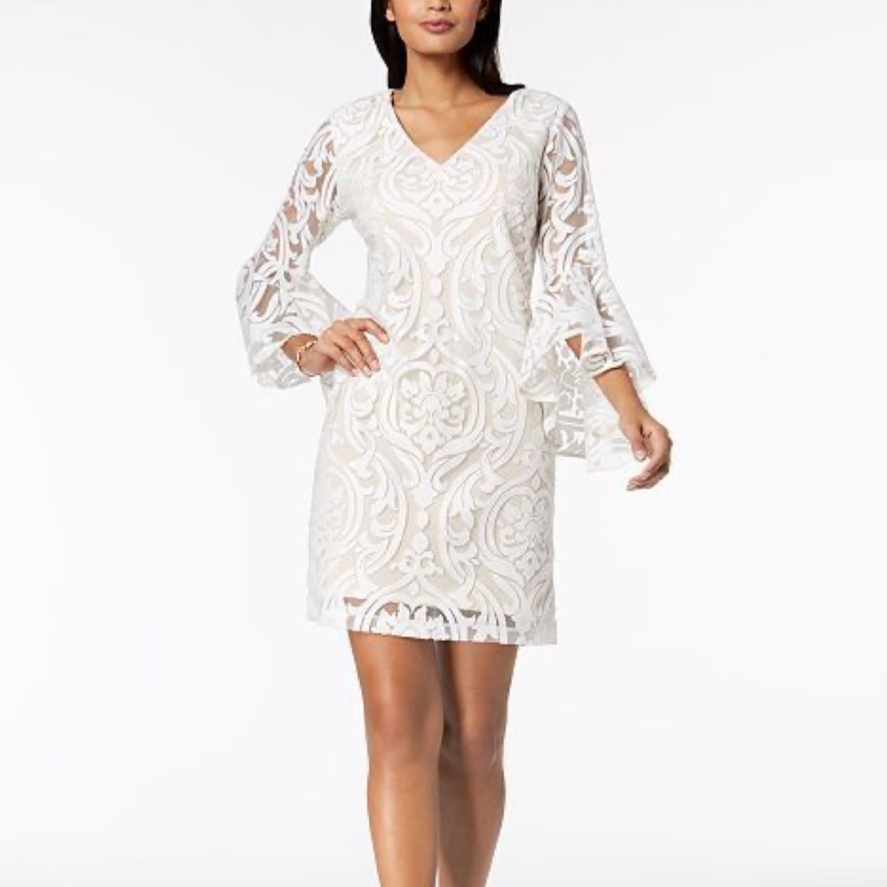 MSK Lace Bell-Sleeve Dress | Pale Pink